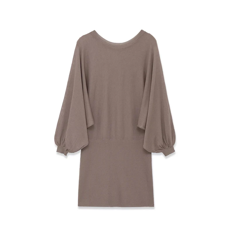 Damen Midikleid mit weitem Poncho-Oberteil und Ballonärmeln Nord Taschen