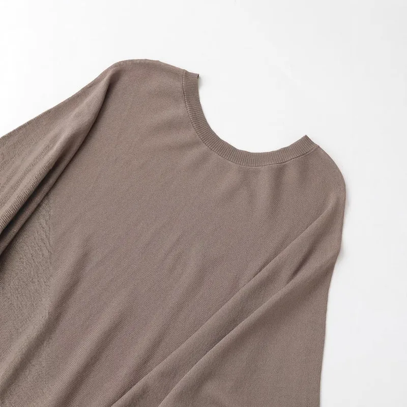 Damen Midikleid mit weitem Poncho-Oberteil und Ballonärmeln Nord Taschen