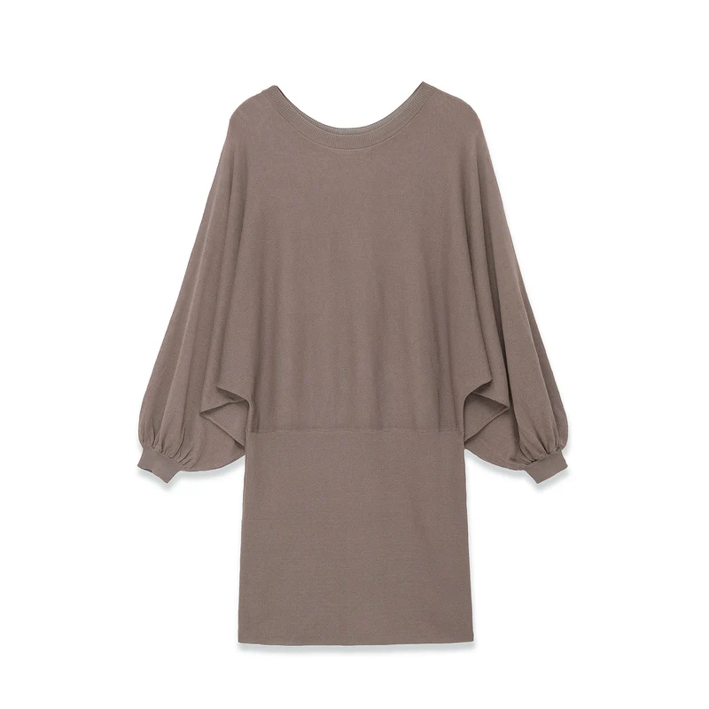 Damen Midikleid mit weitem Poncho-Oberteil und Ballonärmeln Nord Taschen
