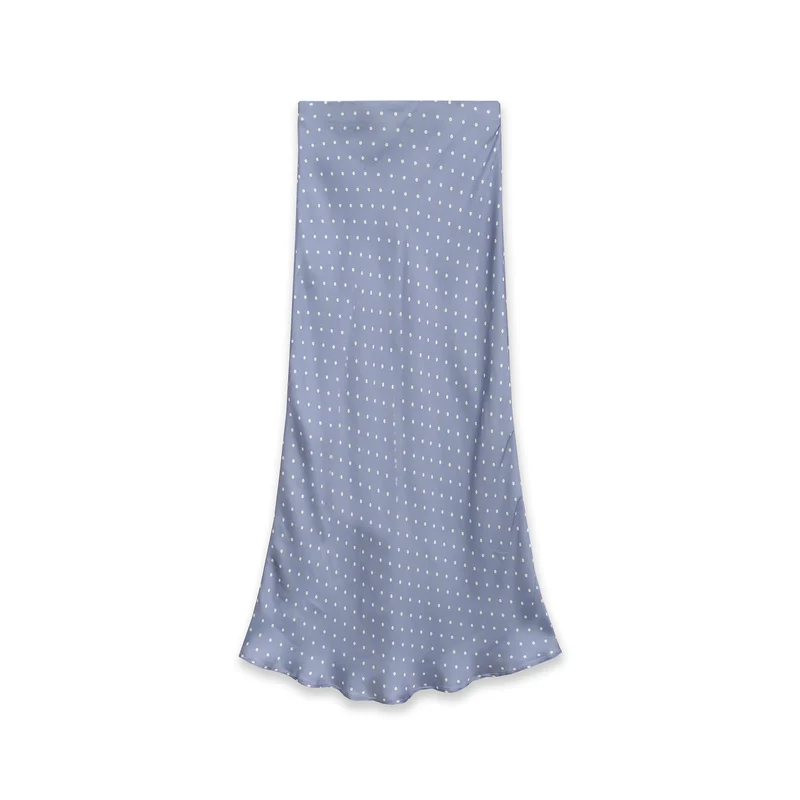 Damen Midi-Rock aus Satin im A-Linien-Schnitt mit hoher Taille und Polka-Dot-Print Nord Taschen