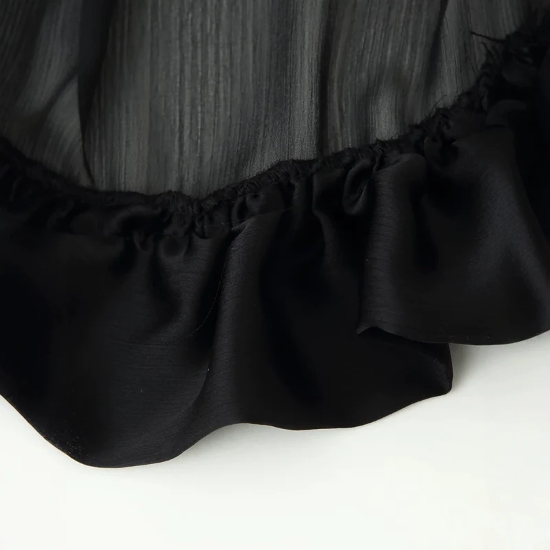 Damen Maxirock mit hohem Bund, mehrlagigem Volantbund und plissiertem Transparenteinsatz Nord Taschen
