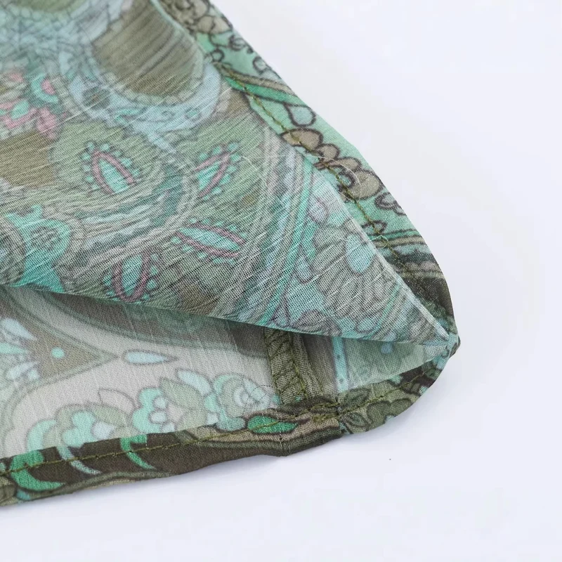 Damen Maxikleid mit Paisley-Print, transparentem Chiffon und Ballonärmeln Nord Taschen