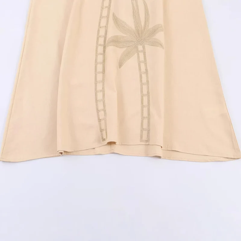 Damen Maxikleid-Kaftan mit Trompetenärmeln und Palmenstickerei Nord Taschen