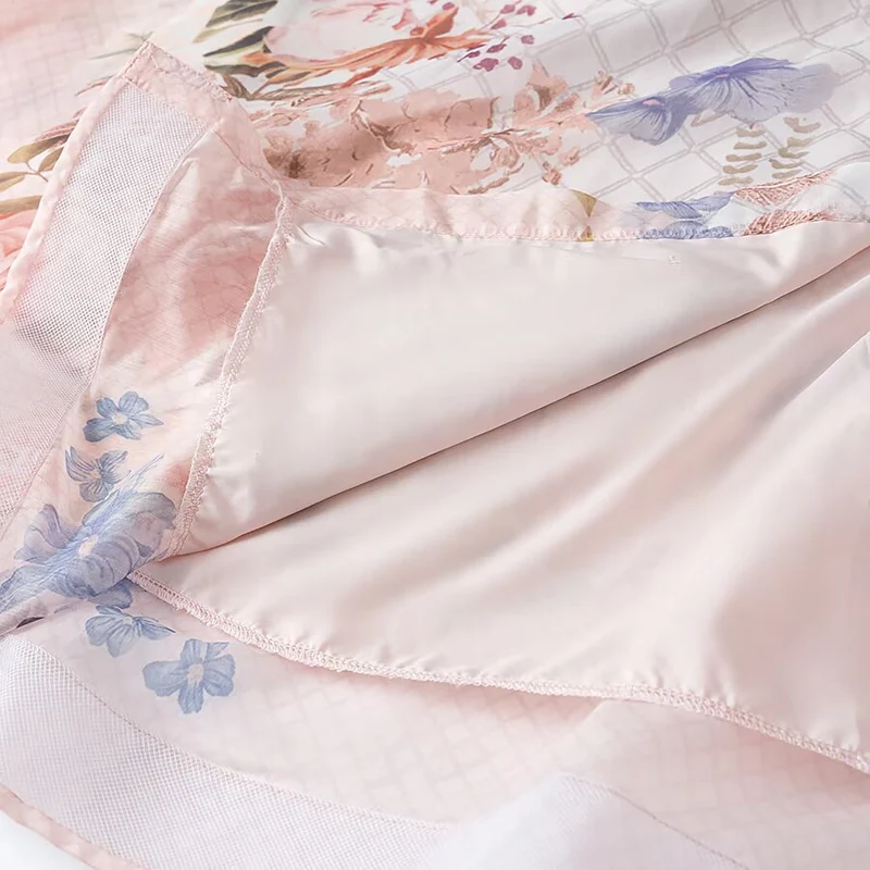 Damen Maxikleid aus Chiffon mit floralem Print, Stehkragen und Puffärmeln Nord Taschen