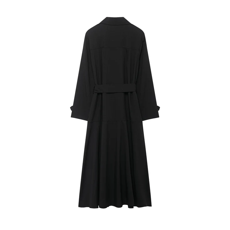 Damen Maxi-Trench mit taillierendem Bindegürtel und doppelter Knopfleiste Nord Taschen