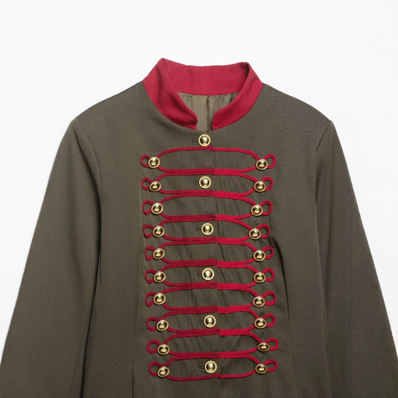 Damen Marschalljacke im Military-Stil mit Kordelbesatz und Stehkragen Nord Taschen