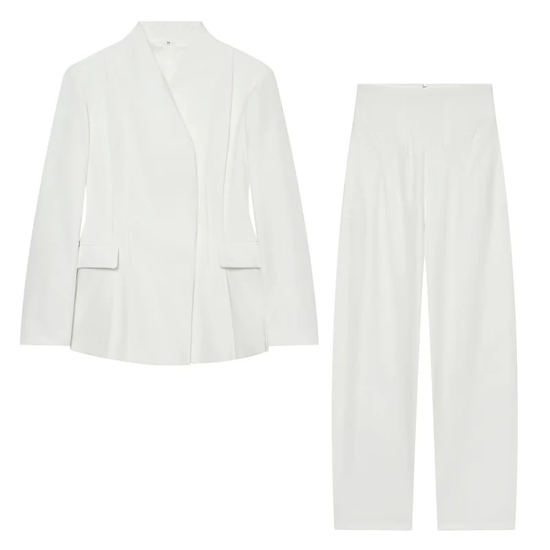 Damen Longline-Blazer mit schmalem Stehkragen und Pattentaschen Nord Taschen