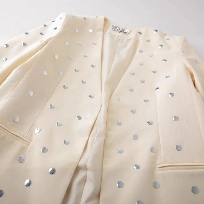 Damen Longline-Blazer mit Paillettenbesatz in Punktoptik Nord Taschen
