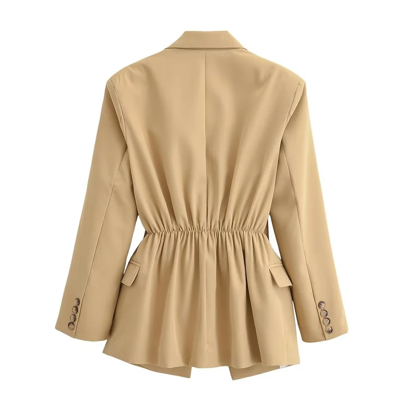 Damen Longline-Blazer im Oversized-Schnitt mit weitem Revers und Pattentaschen Nord Taschen