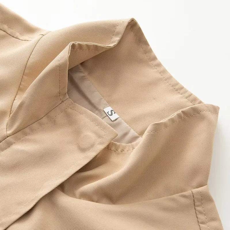 Damen Leichte Übergangsjacke mit Tunnelzug-Taillierung und Stehkragen Nord Taschen