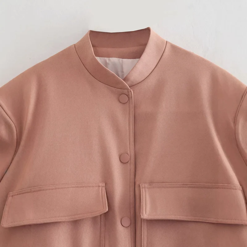 Damen Leichte Taillierte Shirtjacke aus Utility‑Webstoff mit Tunnelzug und Druckknöpfen Nord Taschen