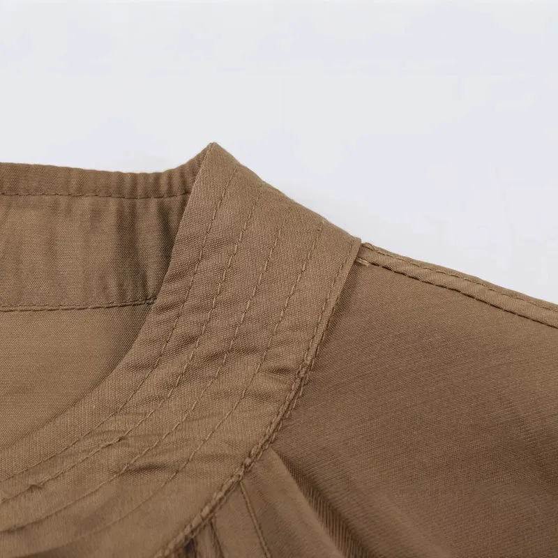 Damen Leichte Plissierte Blousonjacke mit Rundkragen, Ballonärmeln und gesmoktem Saum Nord Taschen