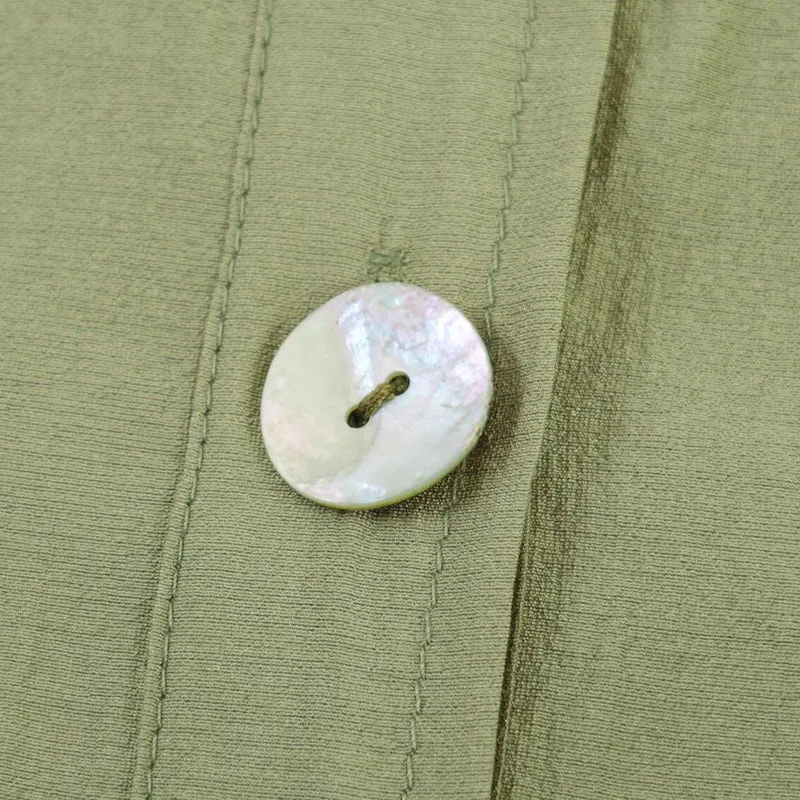 Damen Leichte Leinenoptik‑Bluse mit Knopfleiste und gerafften Fledermausärmeln Nord Taschen