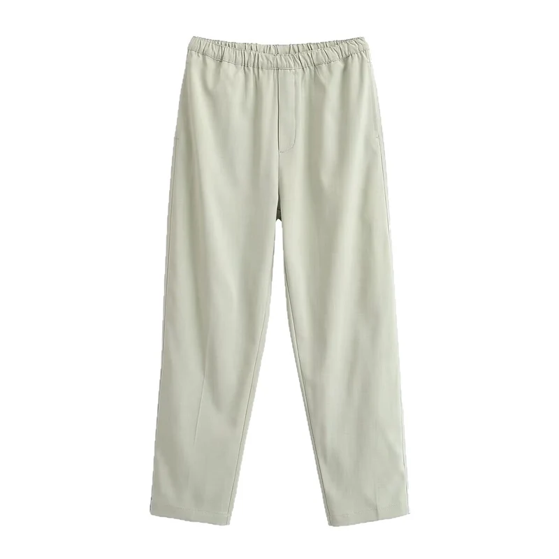 Damen Leichte Highwaist-Hose mit elastischem Bund und geradem Bein Nord Taschen