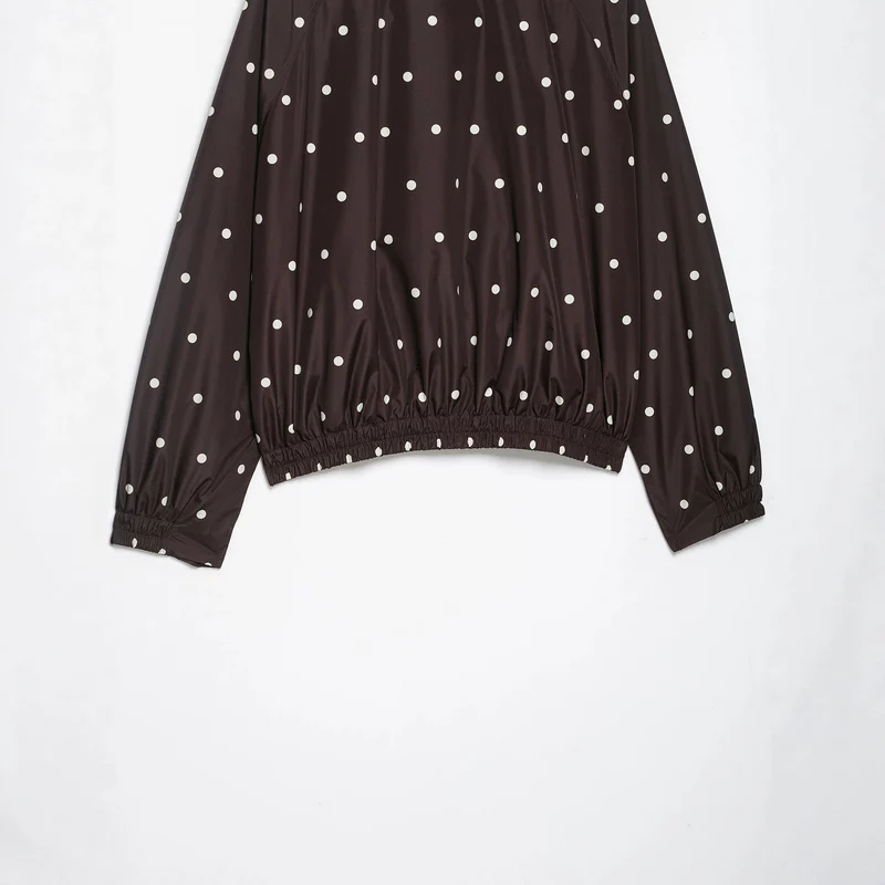 Damen Leichte Cropped-Regenjacke mit Stehkragen, Druckknopfleiste und Polka‑Dot-Design Nord Taschen