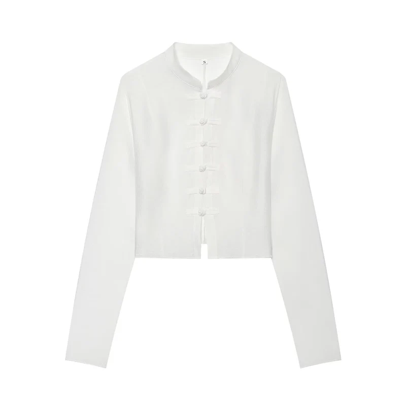 Damen Leichte Cropped-Jacke mit Stehkragen und traditionellen Knebelverschlüssen Nord Taschen
