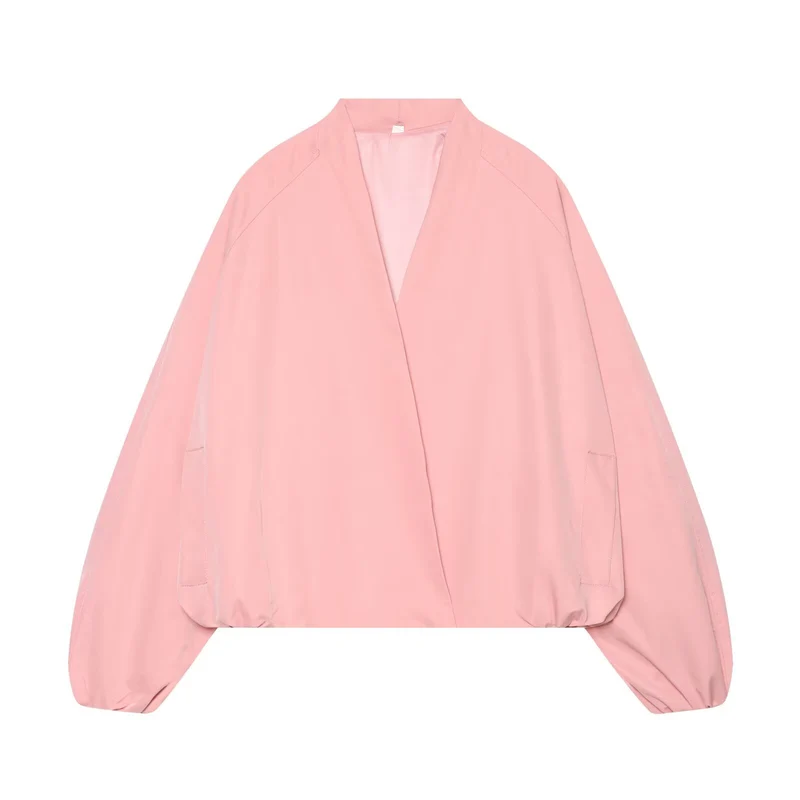 Damen Leichte Cropped-Bomberjacke im Boxy‑Schnitt mit offenem Kimono‑Verschluss Nord Taschen