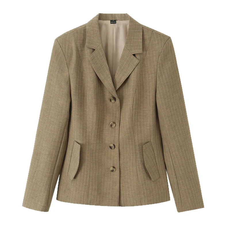 Damen Leicht taillierter einreihiger Blazer im Vintage‑Tailoring mit eingesetzten Pattentaschen Nord Taschen