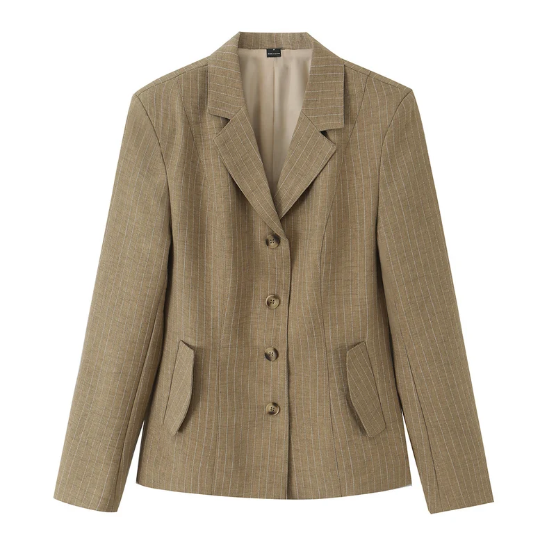 Damen Leicht taillierter einreihiger Blazer im Vintage‑Tailoring mit eingesetzten Pattentaschen Nord Taschen