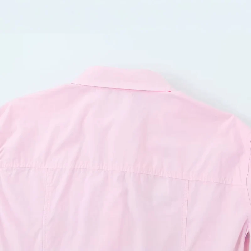 Damen Legere Baumwollbluse mit kastiger Kurzform und klassischem Hemdkragen Nord Taschen