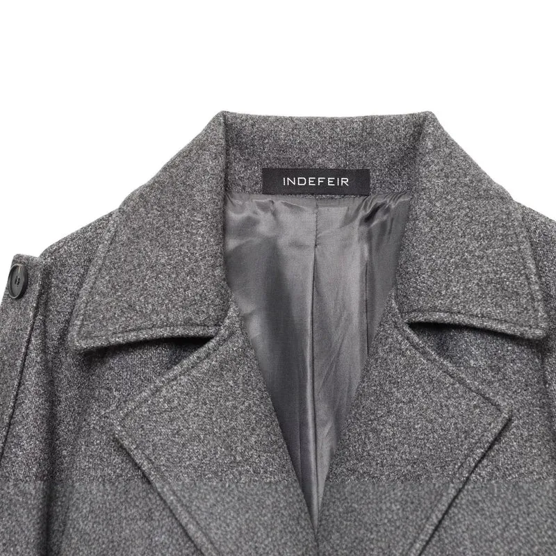 Damen Langer Woll-Trenchcoat mit Bindegürtel Nord Taschen