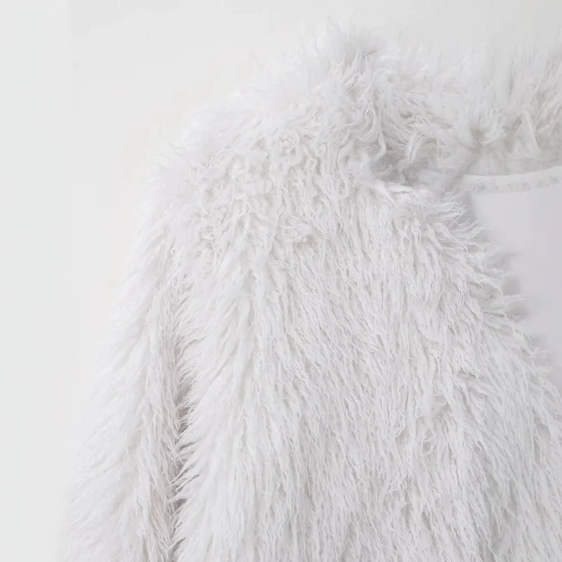Damen Langer Shaggy-Kunstfellmantel im Longline-Schnitt Nord Taschen