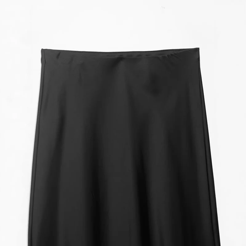 Damen Langer Satinrock mit feiner Spitze am Saum und leichter A-Linien-Silhouette Nord Taschen