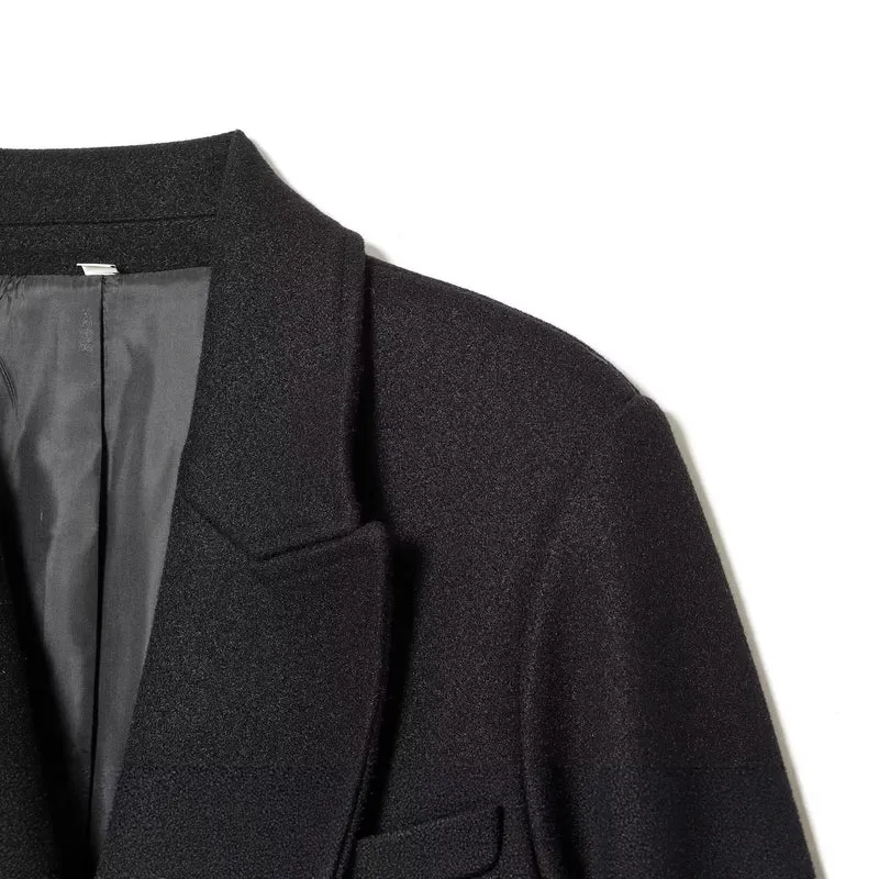 Damen Langer Doppelreihiger Mantel mit schmaler Taillierung und Schalkragen Nord Taschen