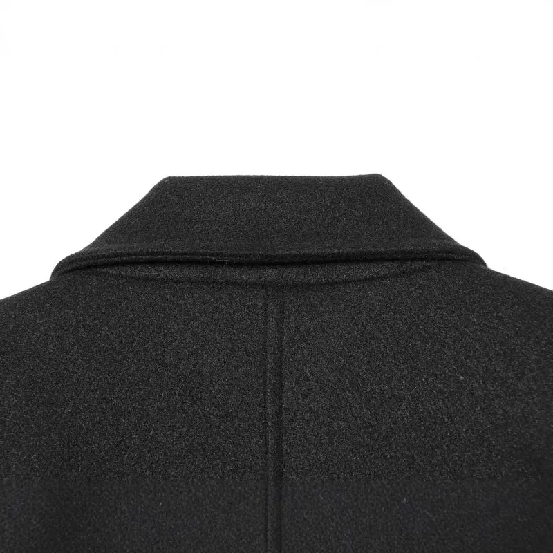 Damen Langer Doppelreihiger Mantel mit schmaler Taillierung und Schalkragen Nord Taschen