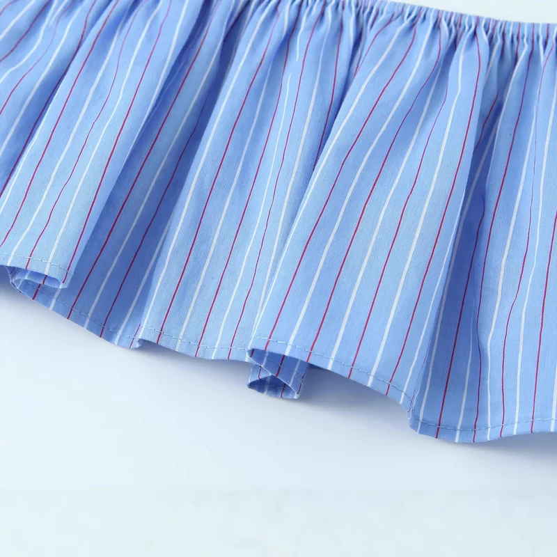 Damen Langärmlige Smockbluse mit Stehkragen und Volantsaum Nord Taschen