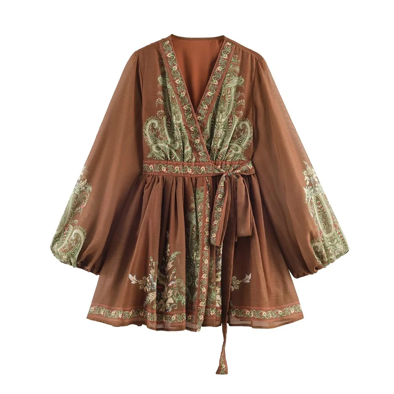Damen Kurzrobe mit aufwändiger Stickerei im Boho‑Kimono‑Stil Nord Taschen