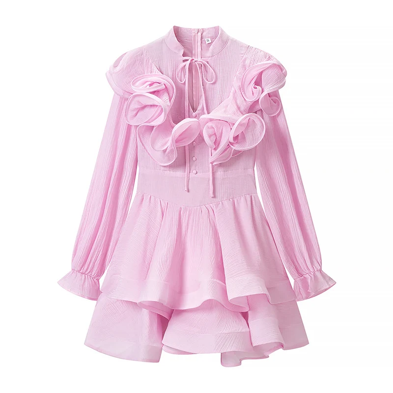 Damen Kurzkleid mit voluminösen Rüschen, gerafftem Taillenband und strukturierter Plisseeoptik Nord Taschen