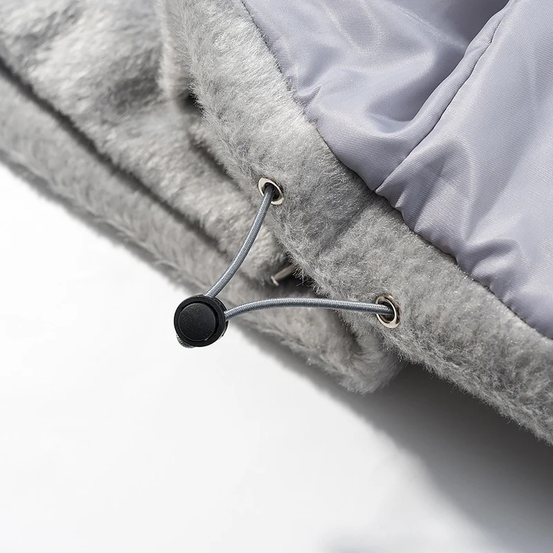 Damen Kurzjacke mit voluminösem Kunstfellkragen und Oversize-Schnitt Nord Taschen