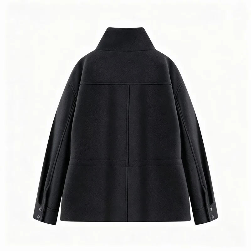 Damen Kurzjacke mit Tunnelzug, hohem Stehkragen und aufgesetzten Pattentaschen Nord Taschen