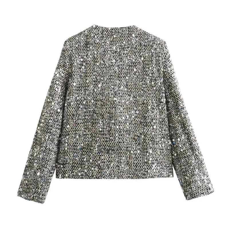 Damen Kurzjacke mit Paillettenbesatz und Bouclé-Struktur Nord Taschen