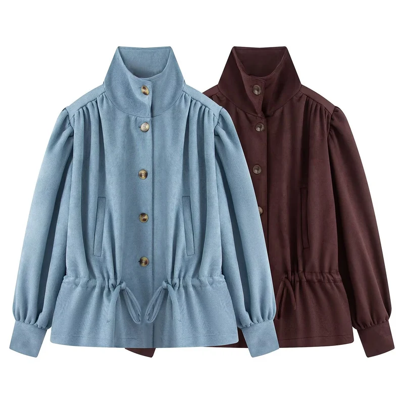 Damen Kurzjacke im Utility-Stil mit Tunnelzug und Stehkragen Nord Taschen