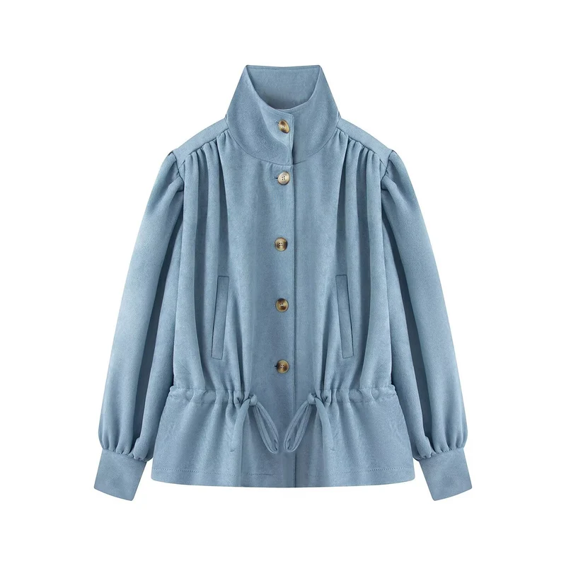 Damen Kurzjacke im Utility-Stil mit Tunnelzug und Stehkragen Nord Taschen