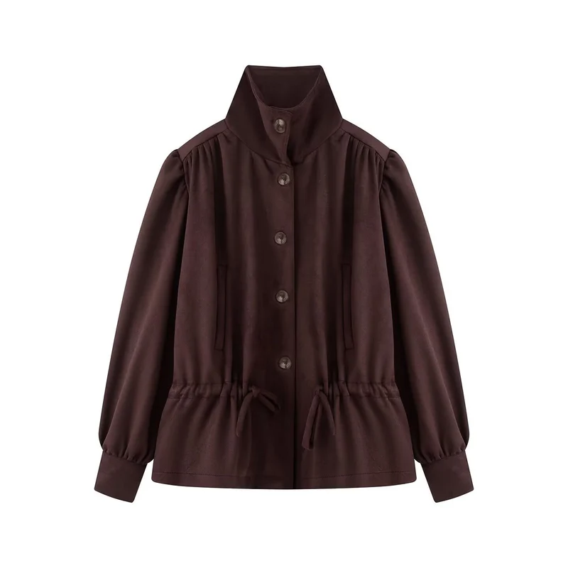Damen Kurzjacke im Utility-Stil mit Tunnelzug und Stehkragen Nord Taschen
