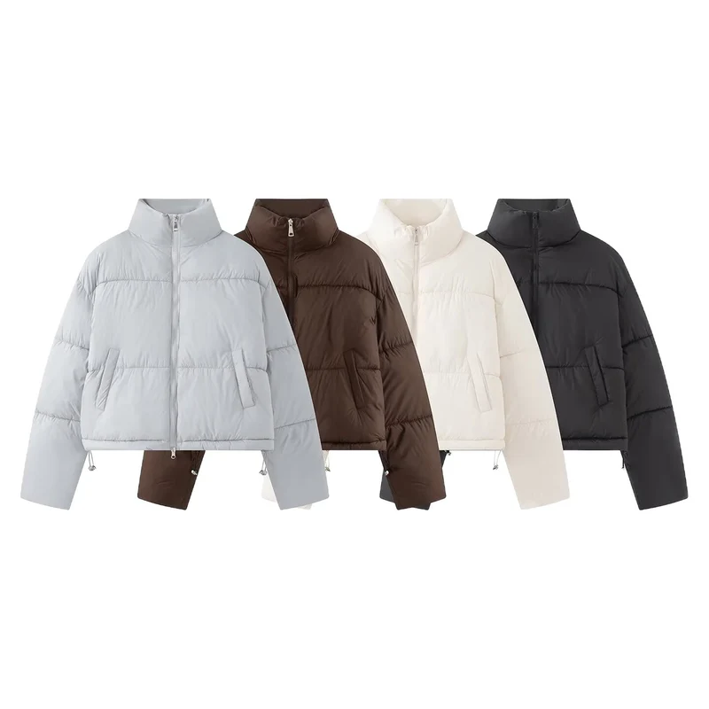 Damen Kurzjacke im Oversized-Boxy-Pufferstil mit hohem Stehkragen Nord Taschen