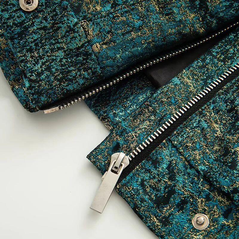 Damen Kurzjacke im Oversize-Boxy-Schnitt mit strukturierter Metallic-Optik Nord Taschen