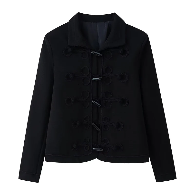 Damen Kurzjacke im militärisch inspirierten Stil mit Stehkragen und Zierkordeln Nord Taschen