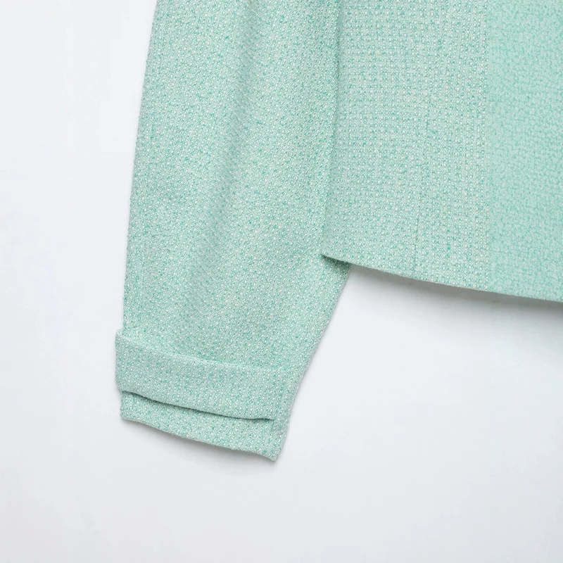 Damen Kurzjacke im Bouclé‑Mix mit verdecktem Reißverschluss und Hemdkragen Nord Taschen