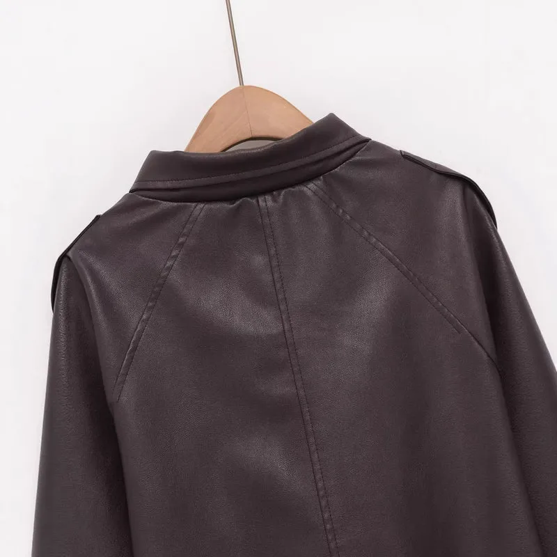 Damen Kurzjacke aus veganer Lederoptik im Boxy-Oversize-Schnitt Nord Taschen