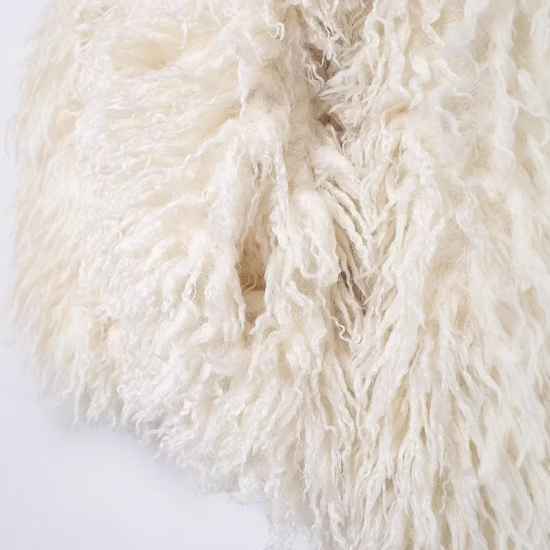 Damen Kurzjacke aus Kunstfell mit langfloriger Shag-Struktur Nord Taschen