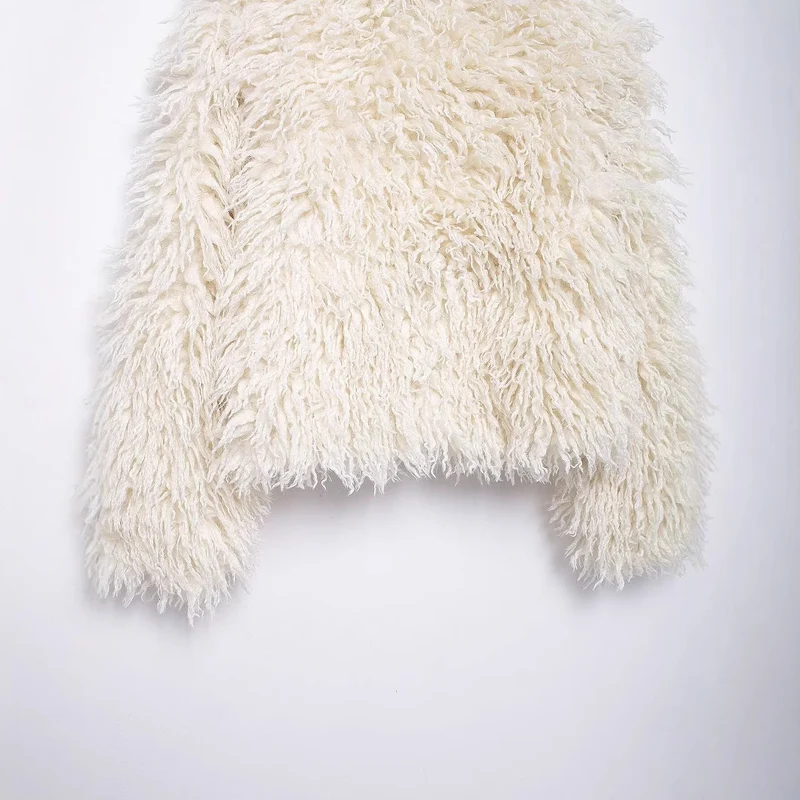 Damen Kurzjacke aus Kunstfell mit langfloriger Shag-Struktur Nord Taschen