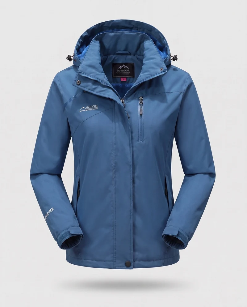 Damen wasserdichte, gepolsterte Winterjacke mit Kapuze und wärmendem Fleece-Futter Nord Taschen