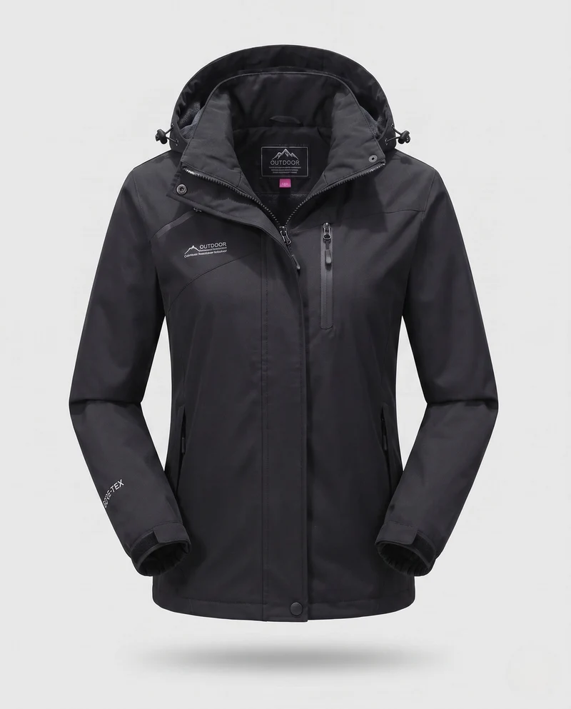 Damen wasserdichte, gepolsterte Winterjacke mit Kapuze und wärmendem Fleece-Futter Nord Taschen