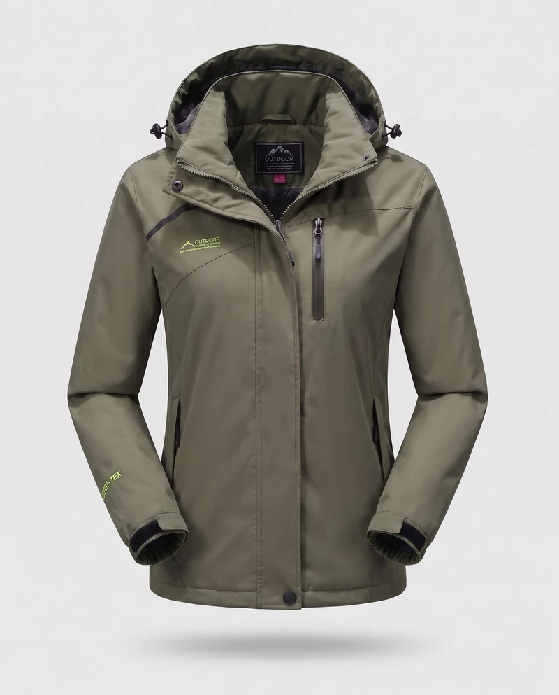 Damen wasserdichte, gepolsterte Winterjacke mit Kapuze und wärmendem Fleece-Futter Nord Taschen
