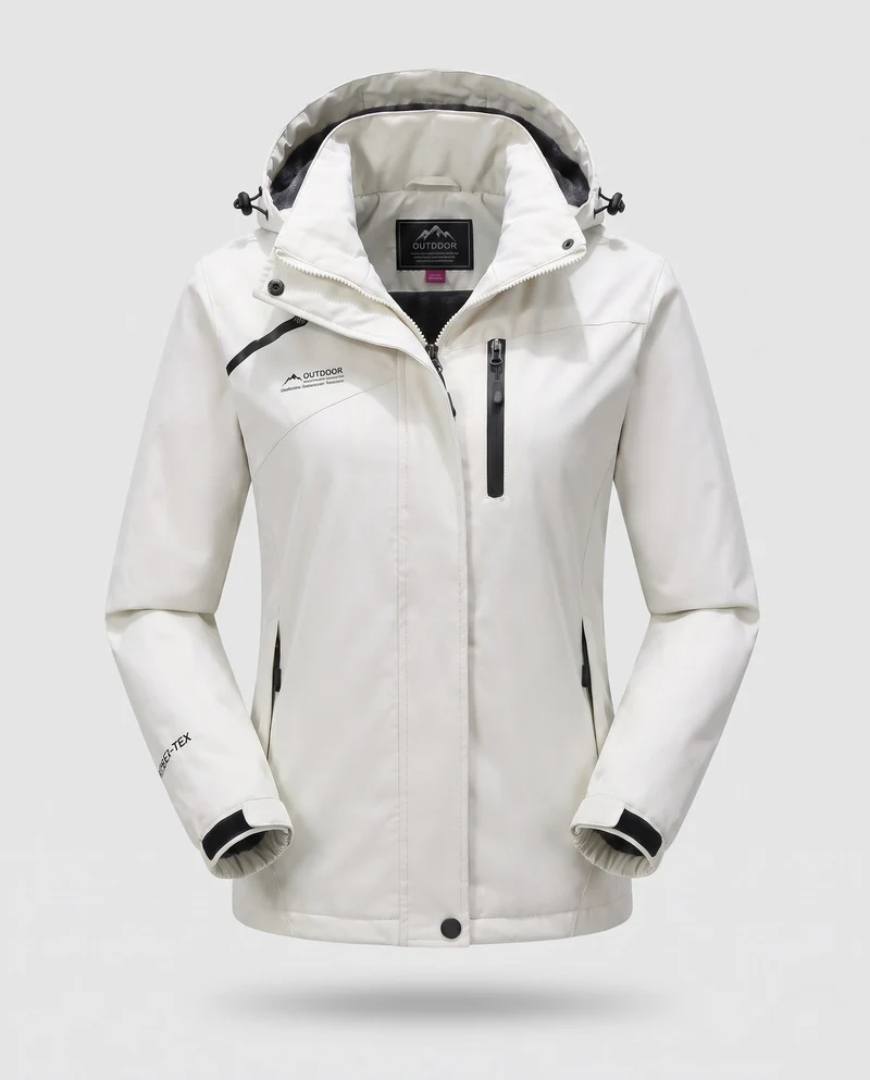 Damen wasserdichte, gepolsterte Winterjacke mit Kapuze und wärmendem Fleece-Futter Nord Taschen