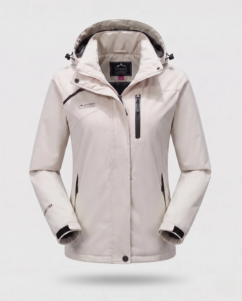 Damen wasserdichte, gepolsterte Winterjacke mit Kapuze und wärmendem Fleece-Futter Nord Taschen